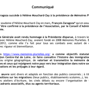 Succession d’Hélène Mouchard-Zay à la présidence de Mémoires Plurielles